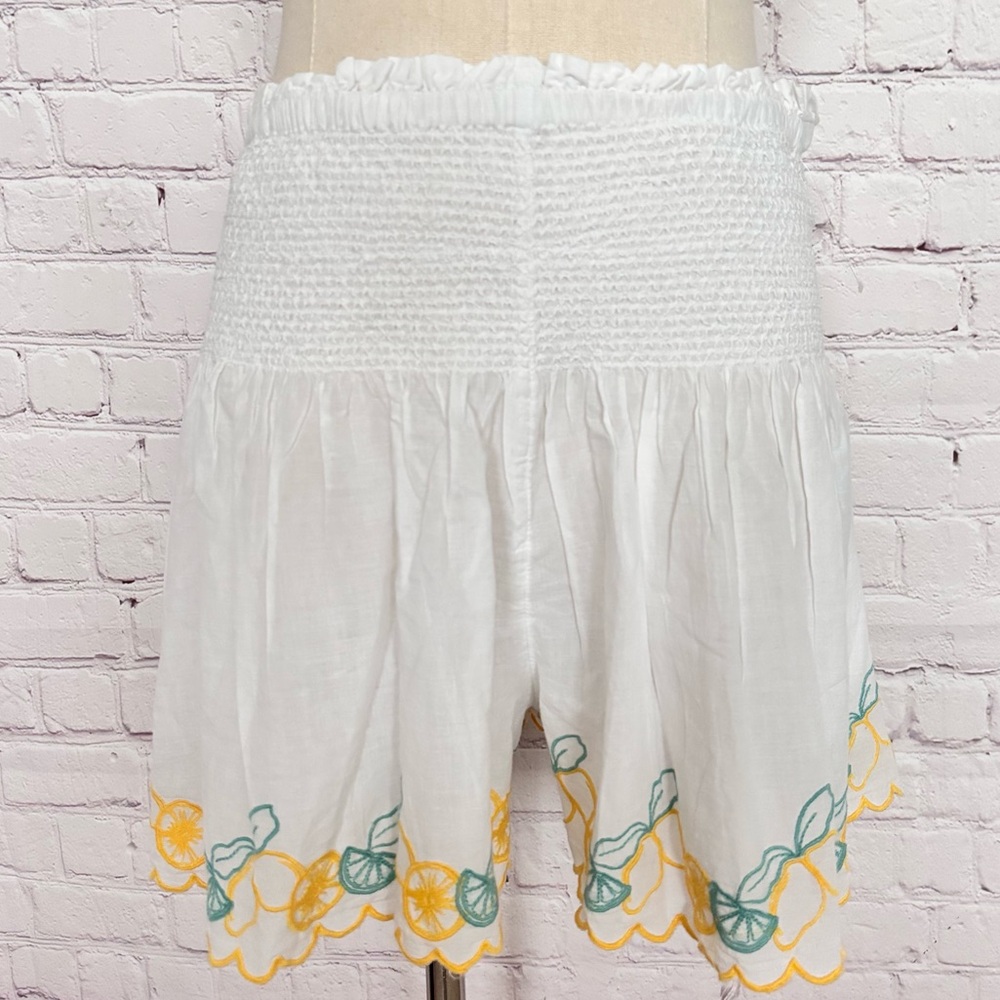JOIE Smocked Lemon Embroidered Lounge Beach Shorts--NWT--M - Picture 10 of 12